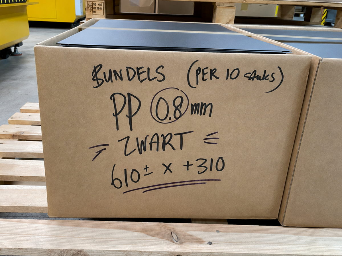 Paket PP 0,8 mm svart, 10 skivor à 61 x 37 cm
